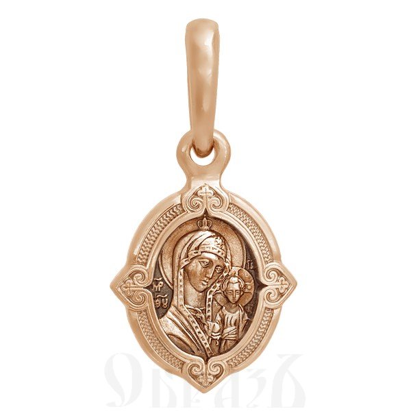 нательная икона божия матерь казанская, золото 585 пробы красное (арт. 202.095-1)