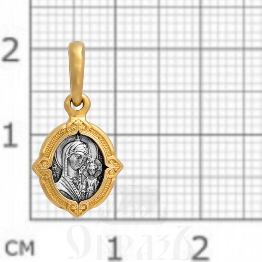 образок «казанская икона божией матери. процветший крест», серебро 925 проба с золочением (арт. 102.095)
