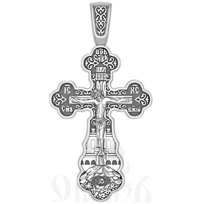 крест трилистник с молитвой «отче наш», серебро 925 проба с платинированием (арт. 17.066р)